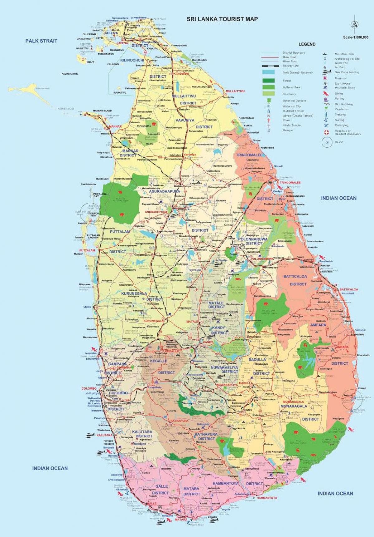 스리랑카 ampara 에 district 지도