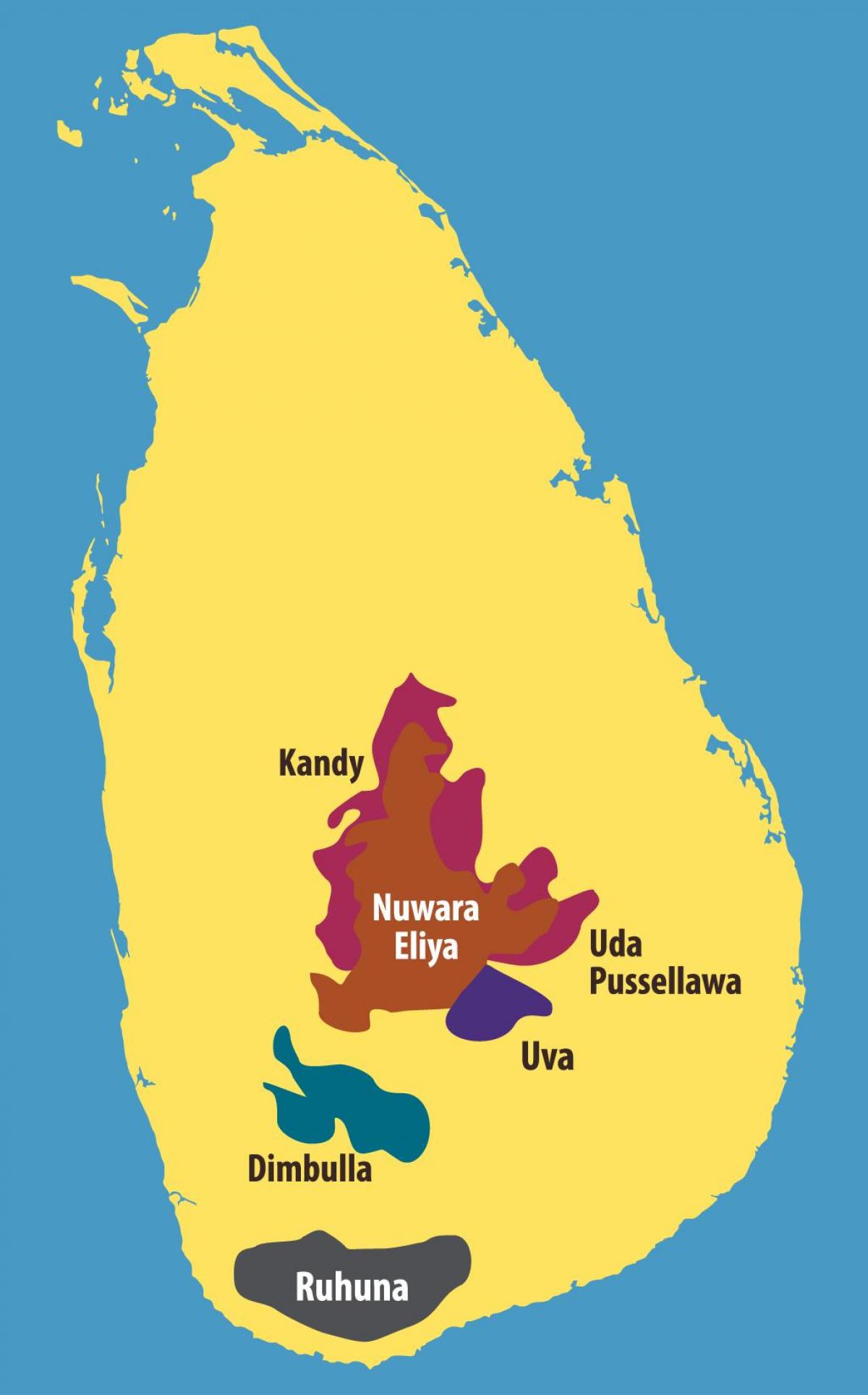 지도 스리랑카의 차 농장