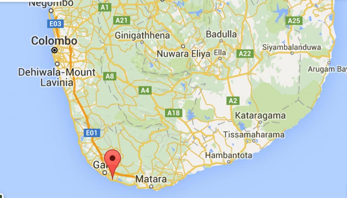  지도의 남쪽 서쪽 스리랑카