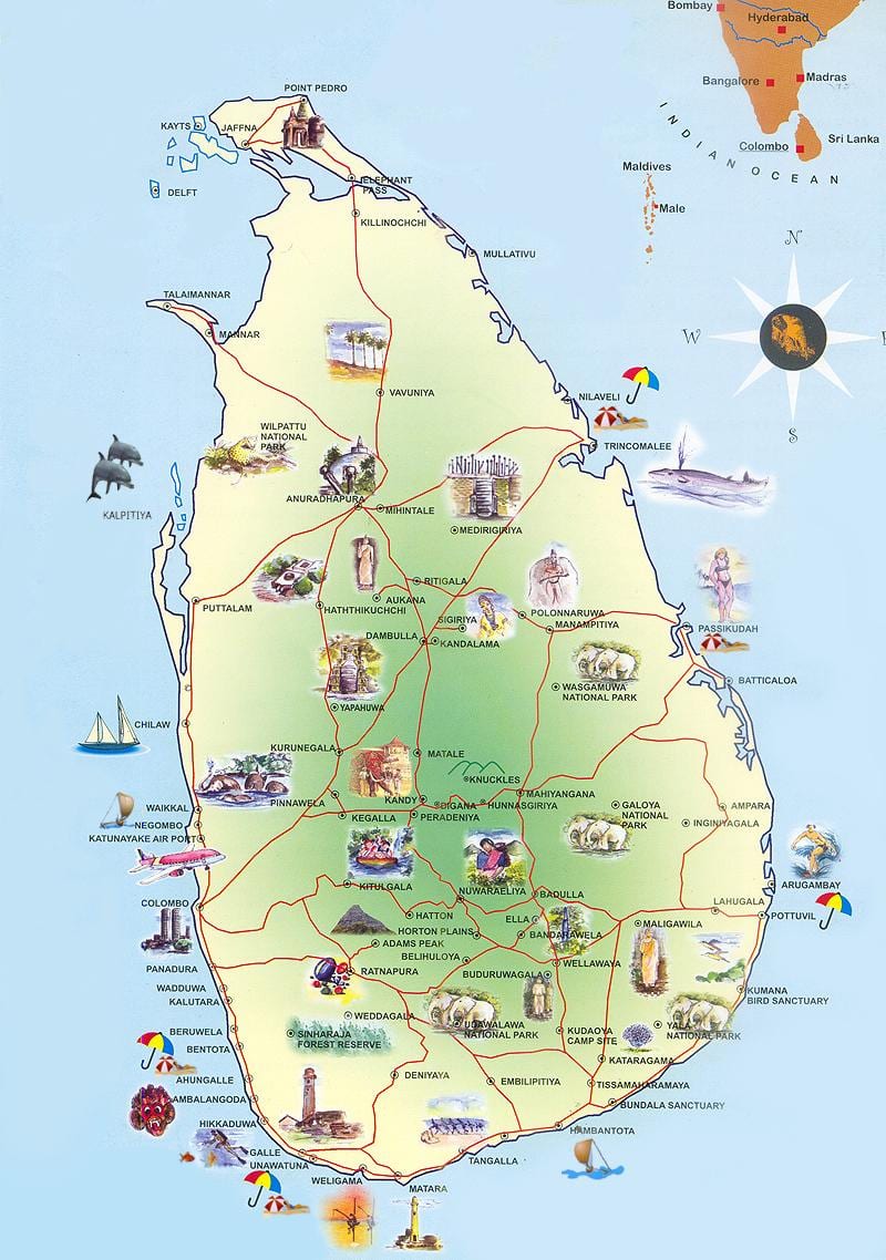 관광 명소 Sri Lanka 지도