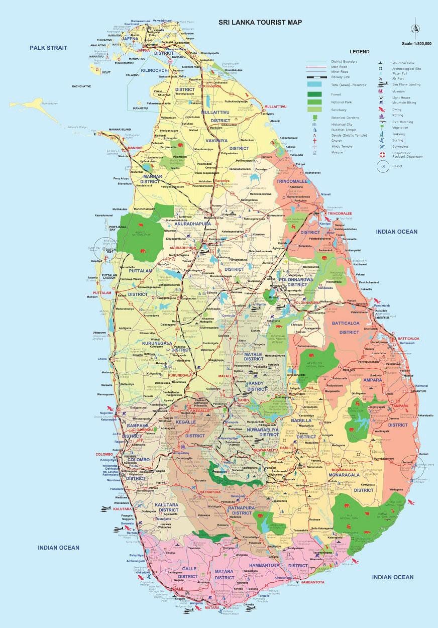 스리랑카 ampara 에 district 지도