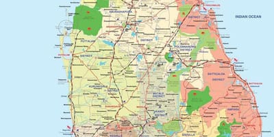 스리랑카 ampara 에 district 지도